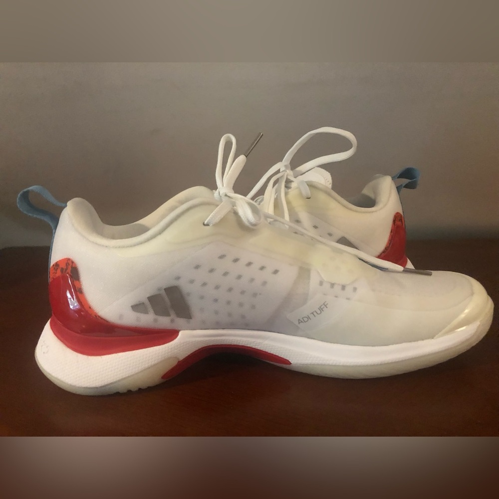 adidas White Sneakers with Red & Silver Accents